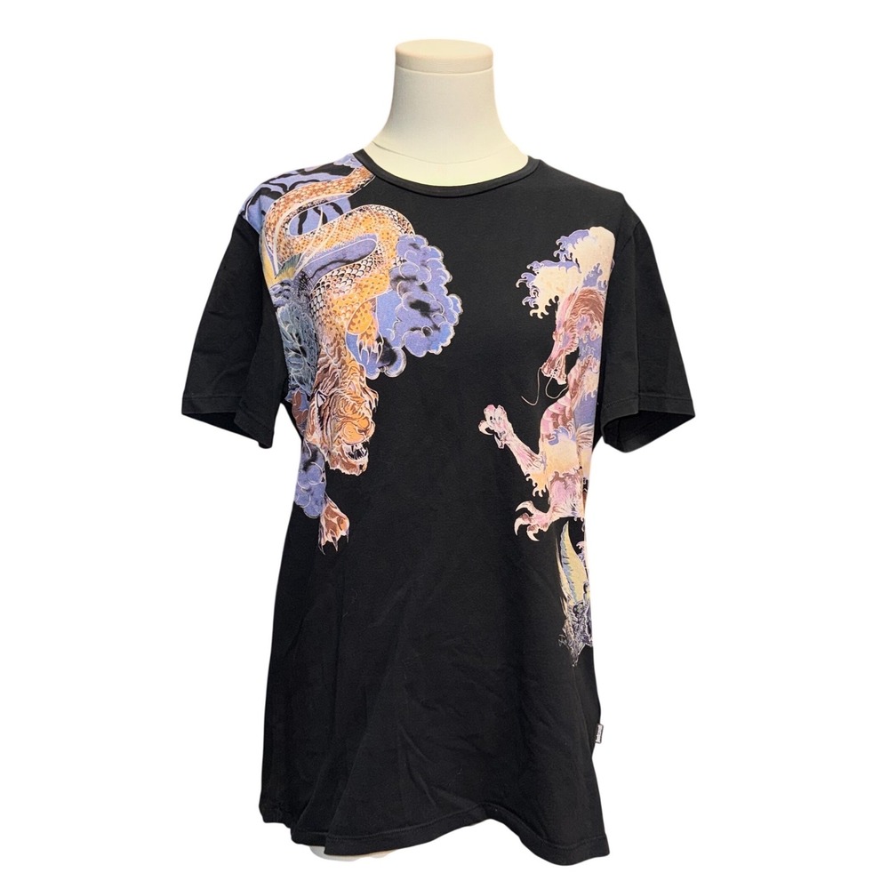 Just Cavalli Men's Japanese Tiger & Dragon Graphic T-Shirt Black Size M